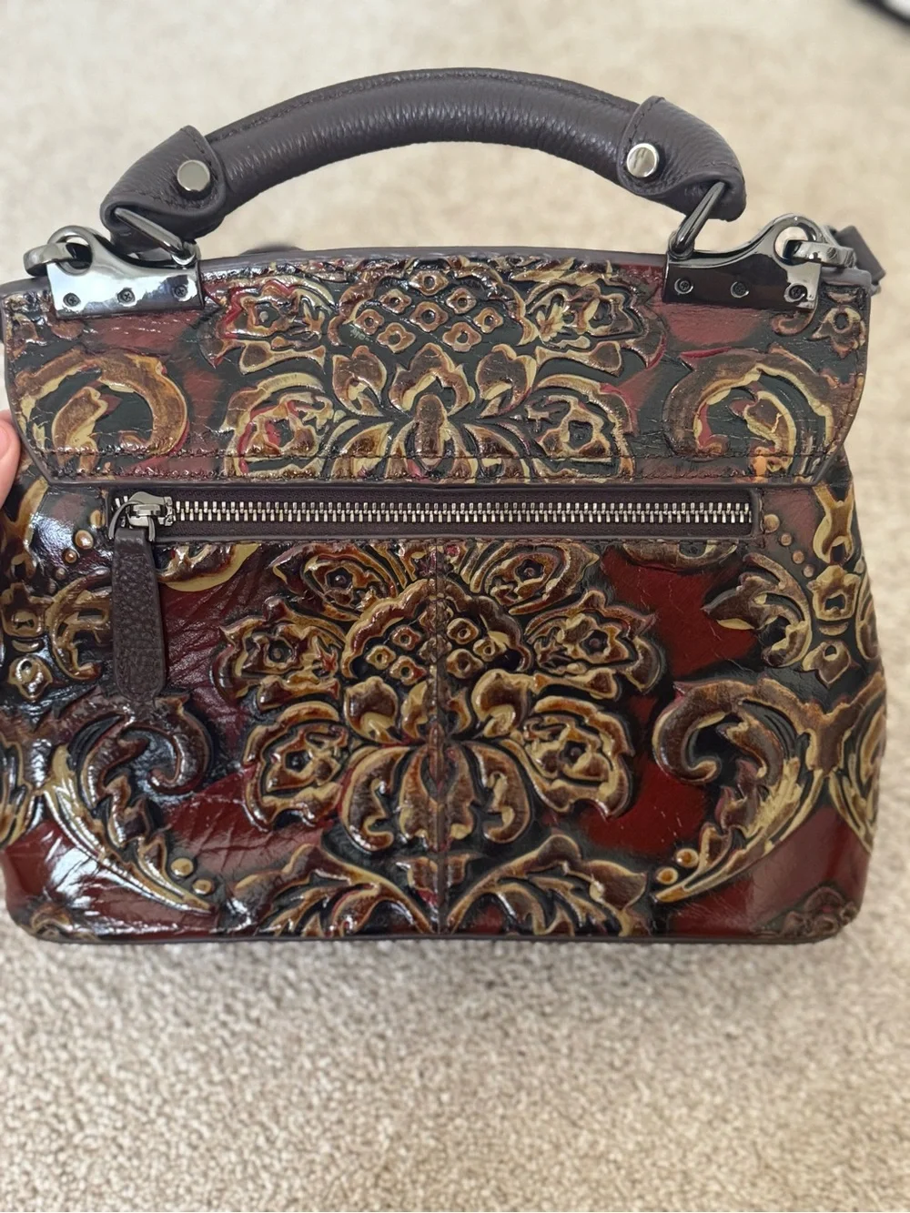 Artisan Embossed Floral Leather handbag